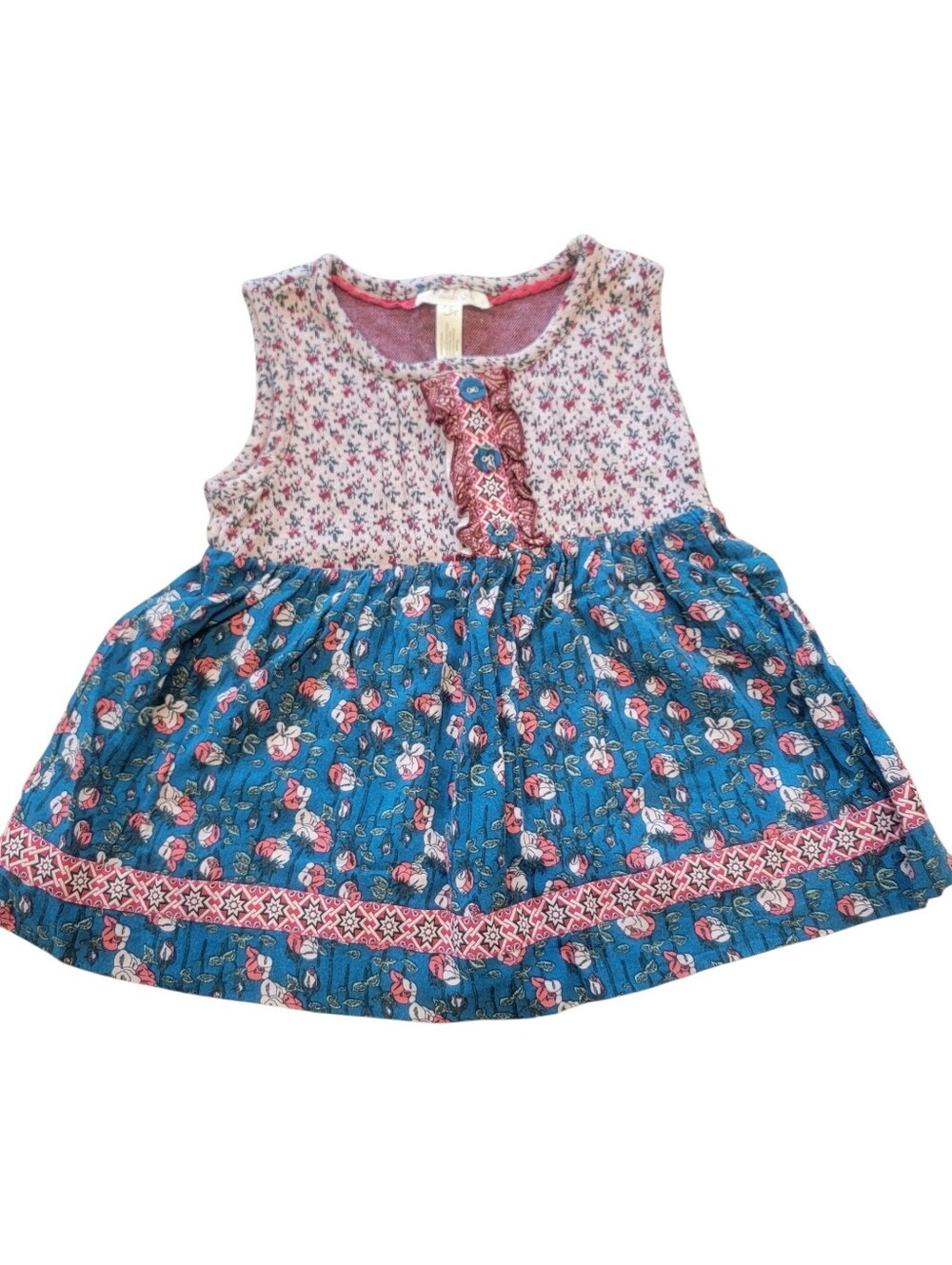 Matilda Jane Girls Gabriella Sara Pink Blue Floral Sleeveless Tunic Dress Size 2